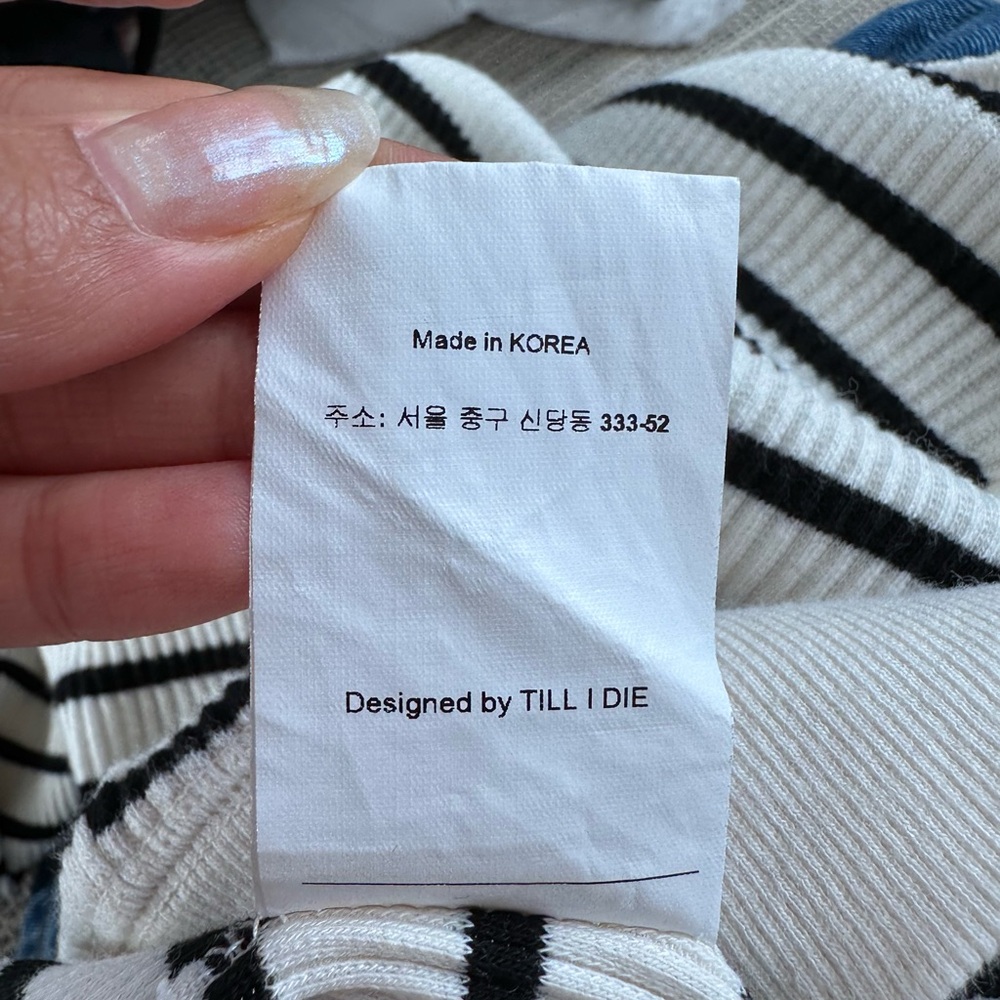 Tillidie Till I Die Striped Long Sleeve Henley Top White/Black Wconcept - Picture 6 of 7